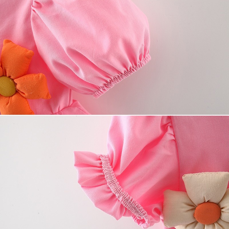 Đầm Công Chúa Mùa Hè Tay Phồng In Họa Tiết Hoa Dễ Thương Cho Bé Gái 0-4 Tuổi