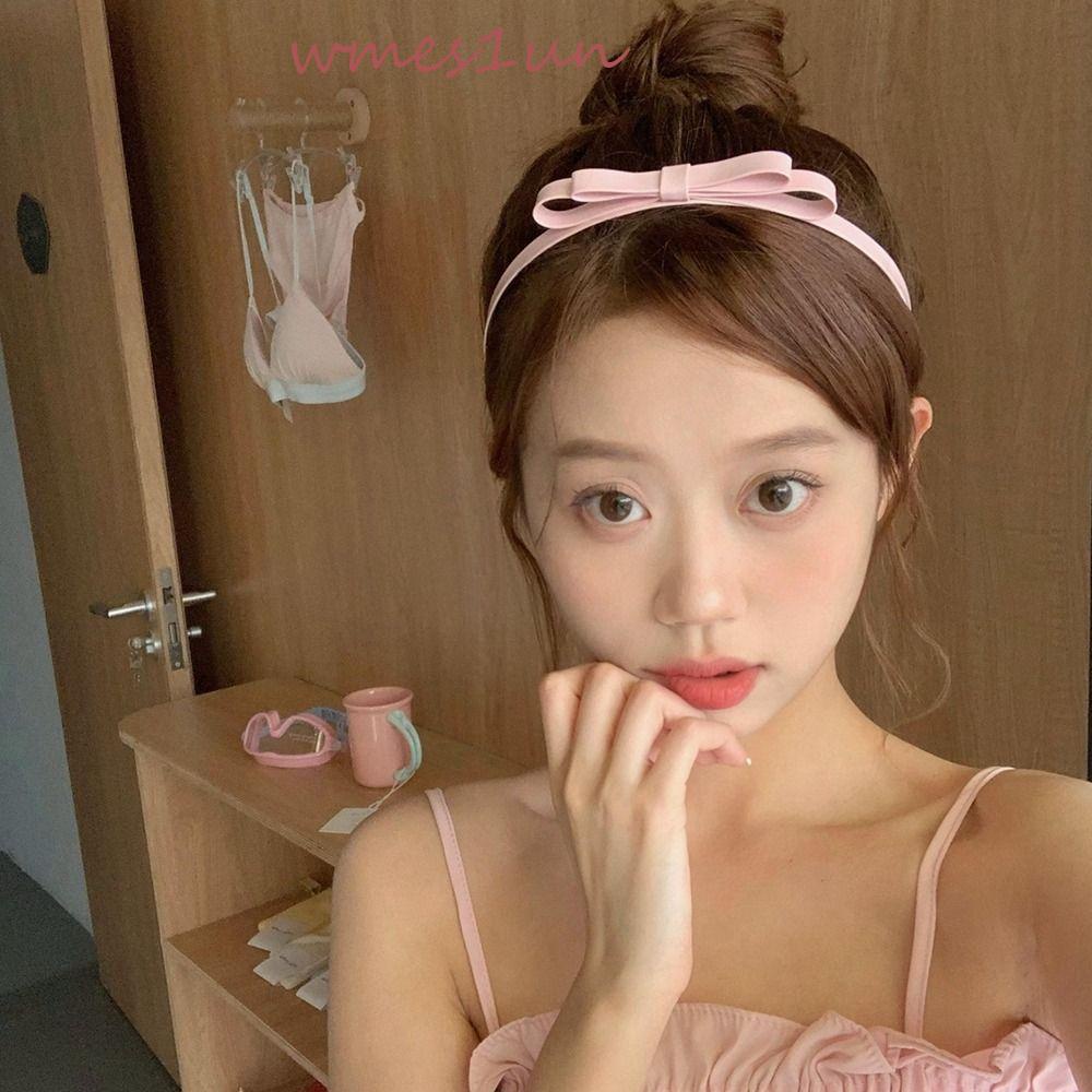 Băng Đô Da Pu Mỏng Đính Nơ 15H Rửa Mặt Dành Cho Bé Gái Y2k