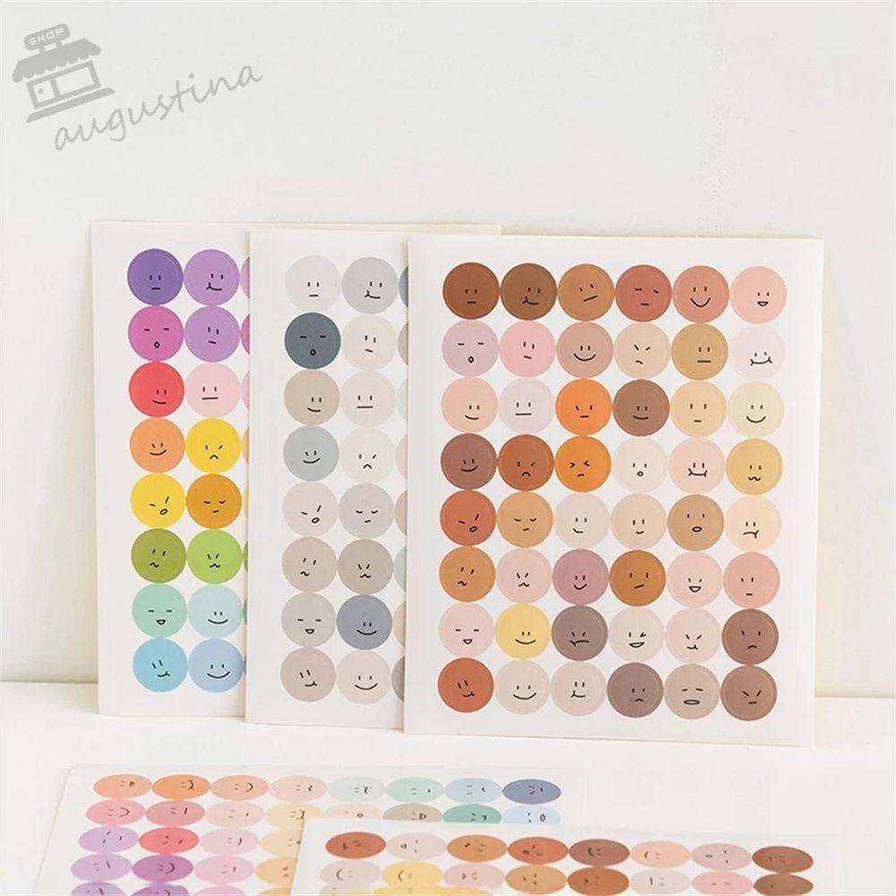 Set 2 Tấm Sticker Dán Trang Trí Sổ Tay Hình Mặt Cười Phong Cách AUGUSTINA