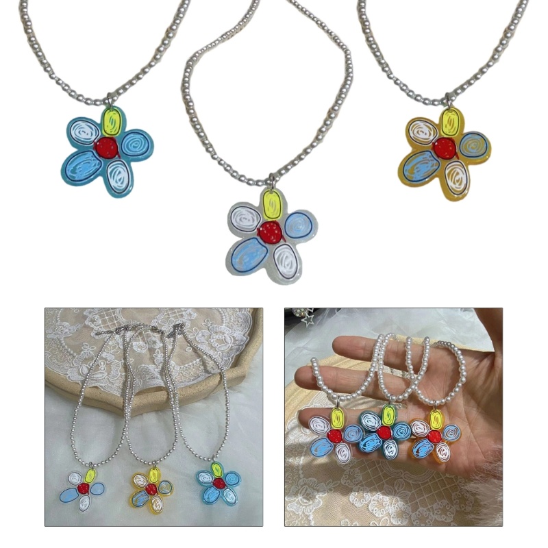 Vòng cổ Mặt Hoa Chất Liệu Acrylic