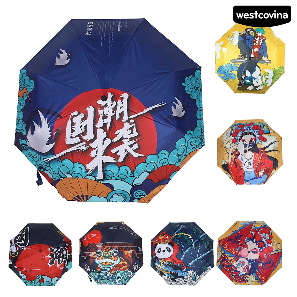 [COD]☁Dù Vải Gấp Tự Động Chống Rơi Phong Cách Trung Hoa