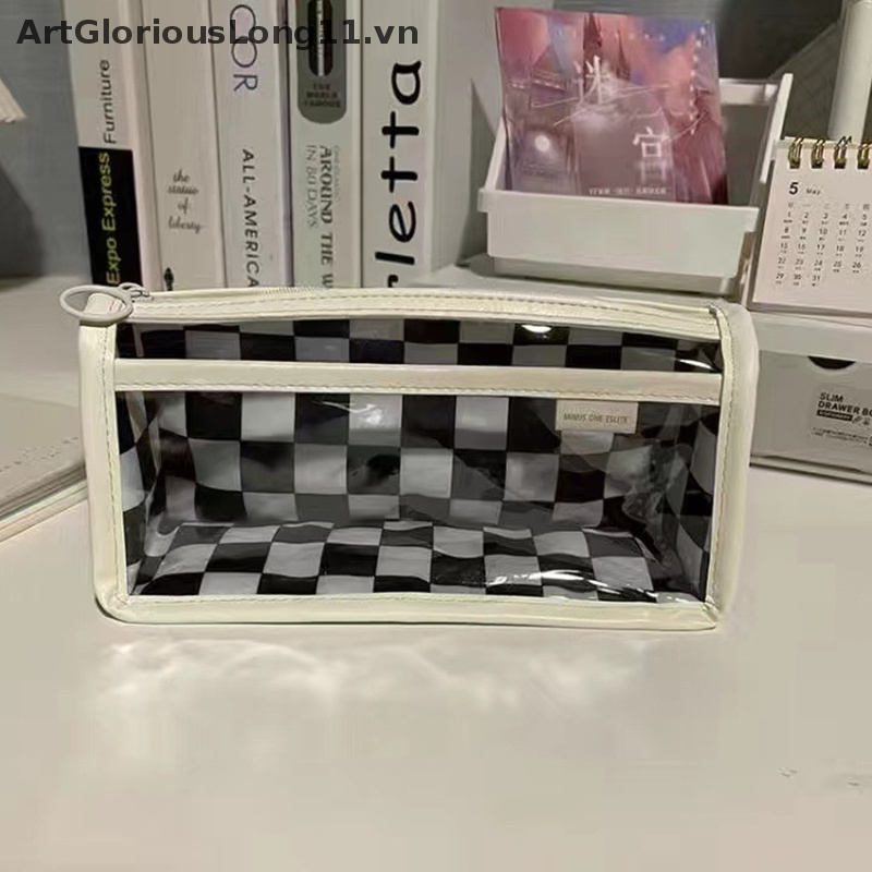 Túi Đựng Bút Trong Suốt Họa Tiết Bàn Cờ Vua Nghệ Thuật