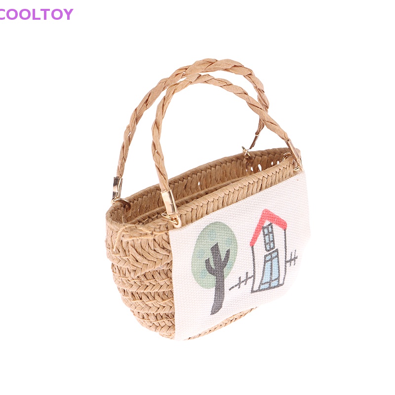Giỏ Rơm Đan Mini Đựng Đồ Trang Trí Nhà Búp Bê Tỷ Lệ 1 / 12