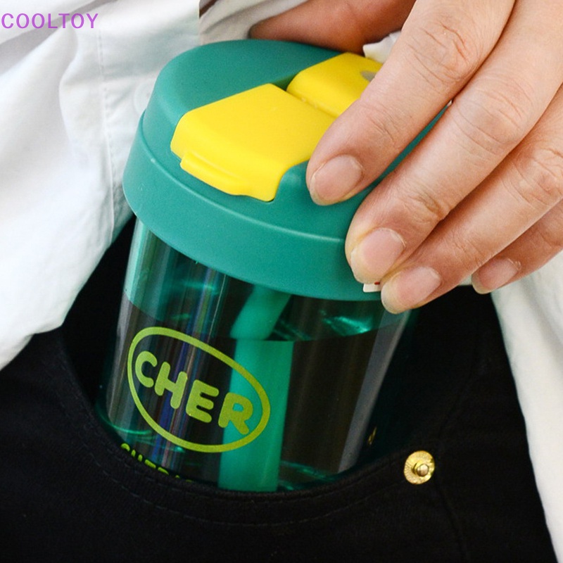 Bình Nước Nhựa Mini 300ml Kèm Ống Hút Di Động Dễ Thương Có Thể Tái Sử Dụng