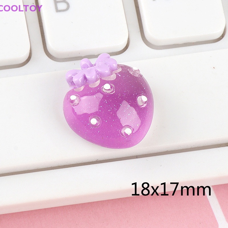 Set 5 Phụ Kiện Trang Trí Móng Tay 3D Hình Quả Dâu Mini Màu Dạ Quang Xinh Xắn DIY