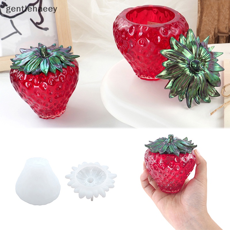 Khuôn Silicone Làm Trang Sức Hình Trái Dâu Tây Có Nắp Đậy Tiện Dụng
