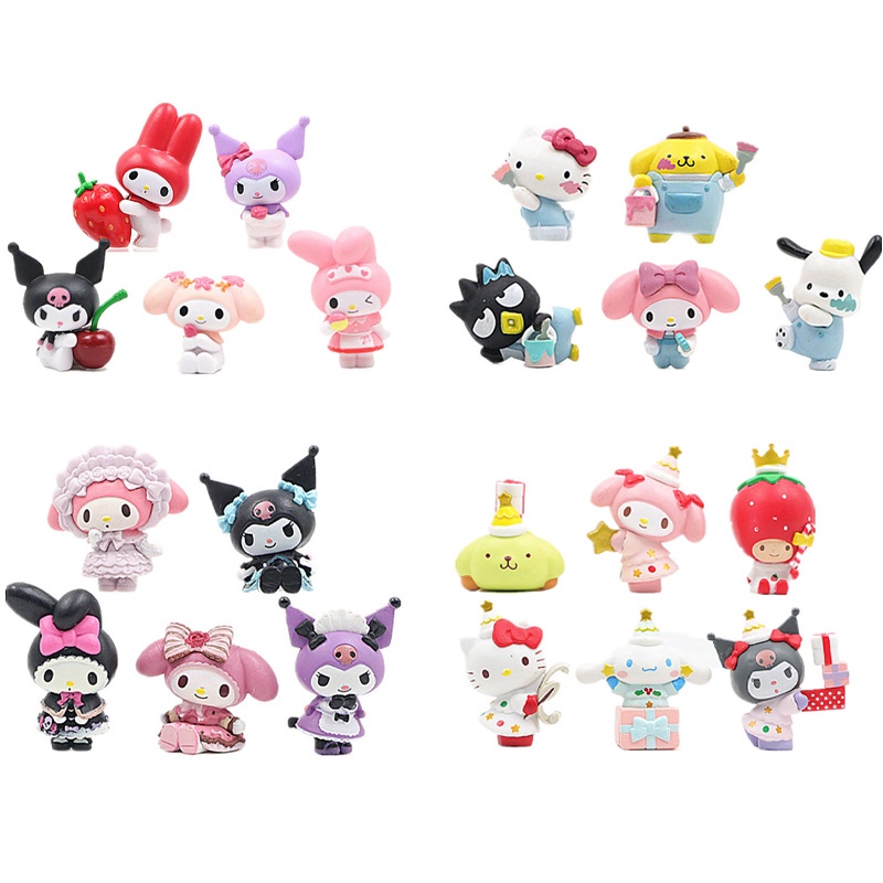 Mô Hình Nhân Vật Sanrio Hello Kitty Kuromi Hoạt Hình My Melody Trang Trí Bánh Kem