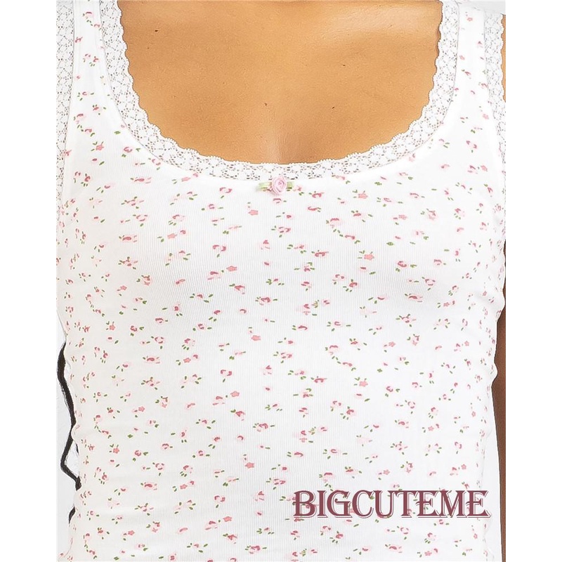 Áo Croptop Không Tay Cổ Chữ U In Hoa Thời Trang Mùa Hè Dành Cho Nữ