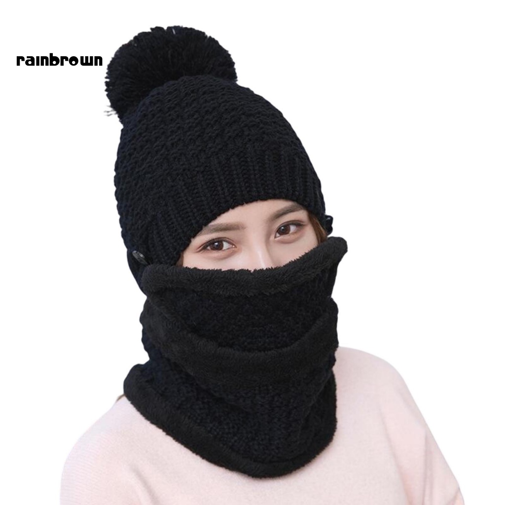 &lt; Rainbrown &gt; Set Vỏ Bọc Khăn Choàng / Mũ Khóa Nhiệt Độ Chống Gió Bằng Acrylic Giữ Ấm Mùa Đông Hàn Quốc
