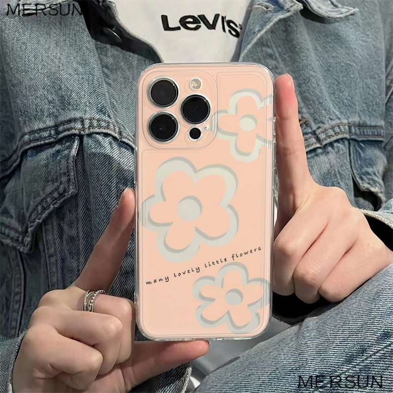 ✅Ốp Điện Thoại Viền Đen Họa Tiết Hoa Đơn Giản Chống Sốc Cho Iphone 13plus 12 6Inmax7811 14pro QLHK