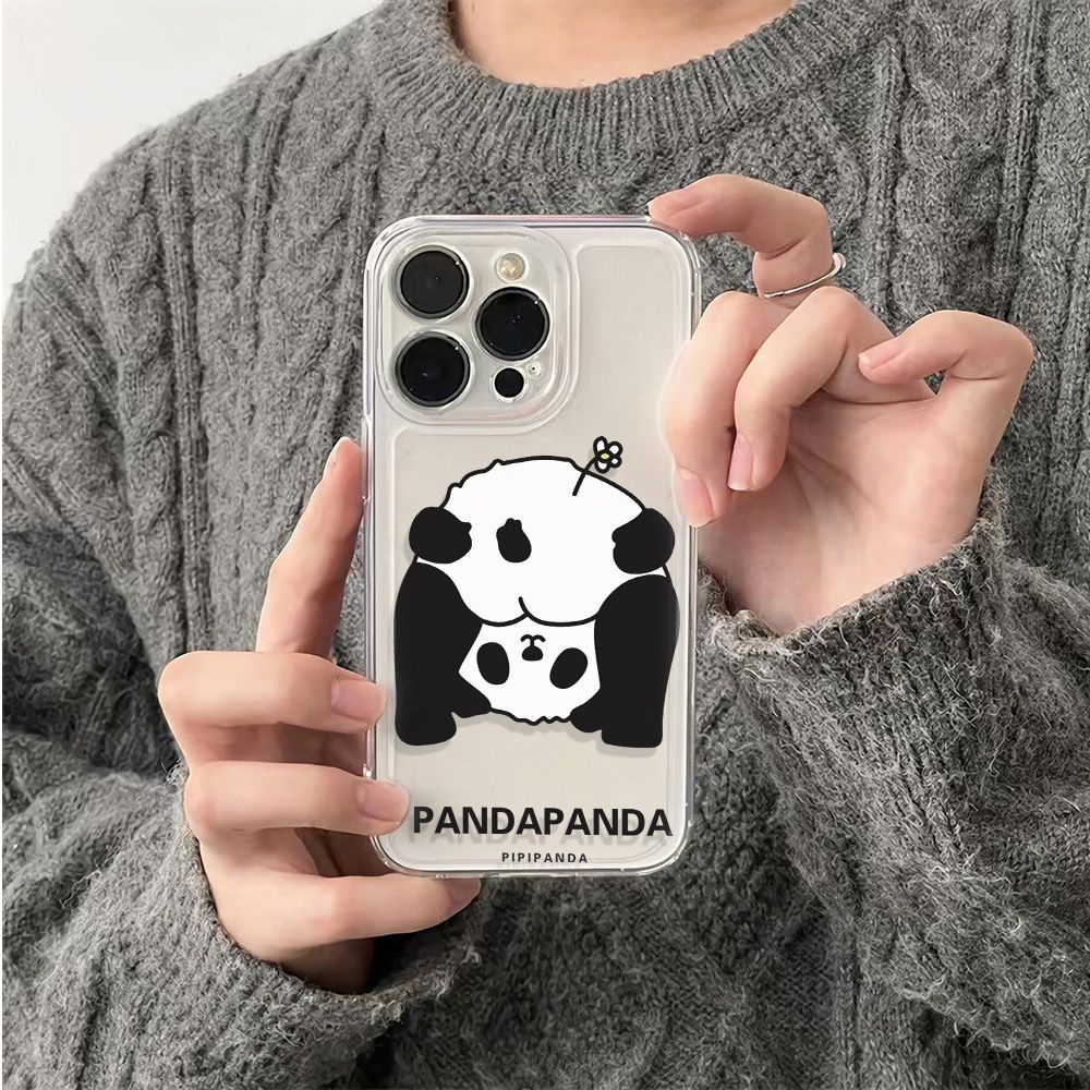 ✅Ốp Điện Thoại Mềm Chống Sốc 6In Hình Gấu Trúc Và Hoa Đơn Giản Cho iPhone1214pro13 max1178plus C4SE