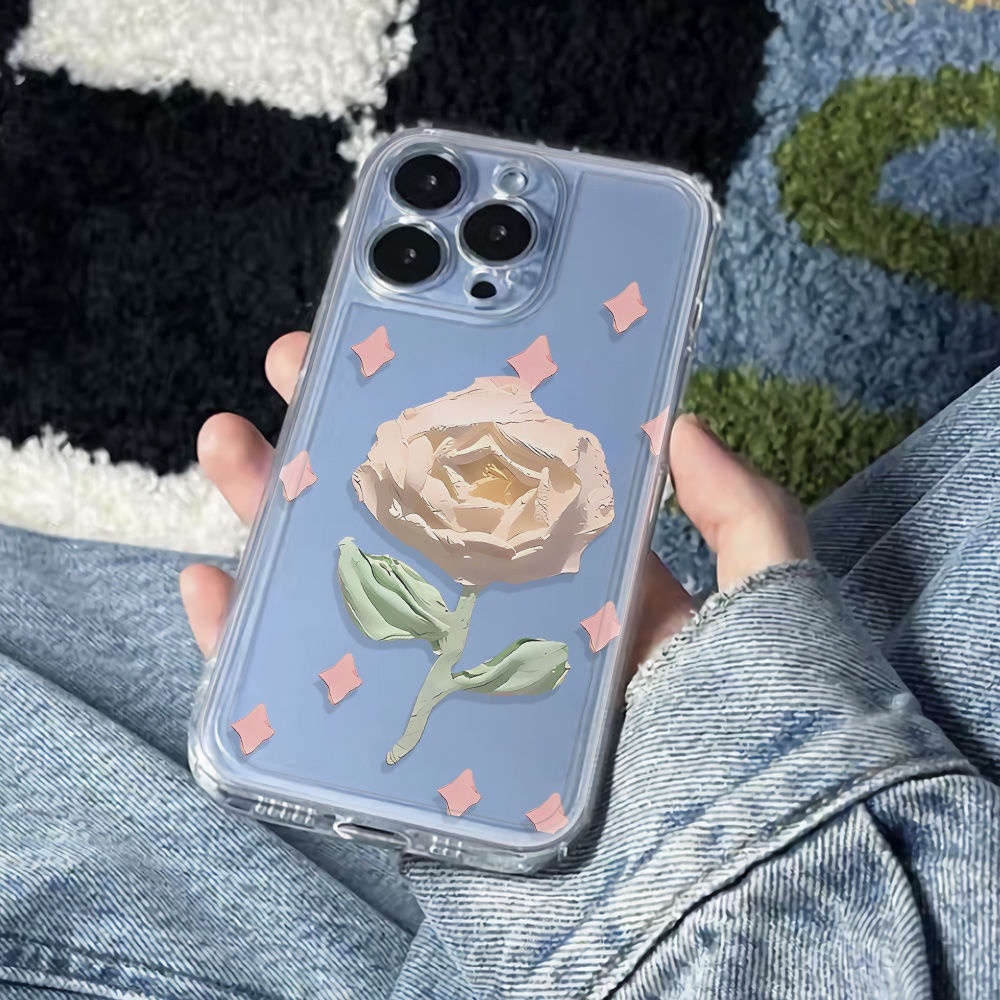 ✅Ốp Điện Thoại Mềm Chống Sốc Họa Tiết Hoa Hồng Đơn Giản Cho Iphone 78Max 136In14Pro 12 11 XSON