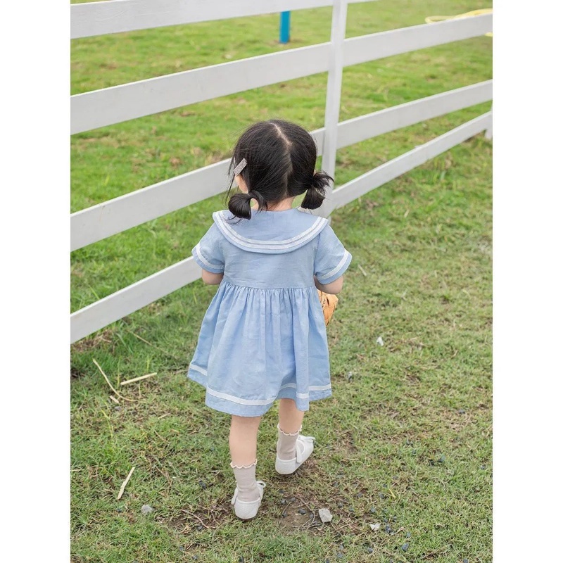 Đầm Công Chúa Nhỏ Bằng Vải Cotton Phong Cách Hàn Quốc Thời Trang Mùa Hè Dành Cho Bé Gái