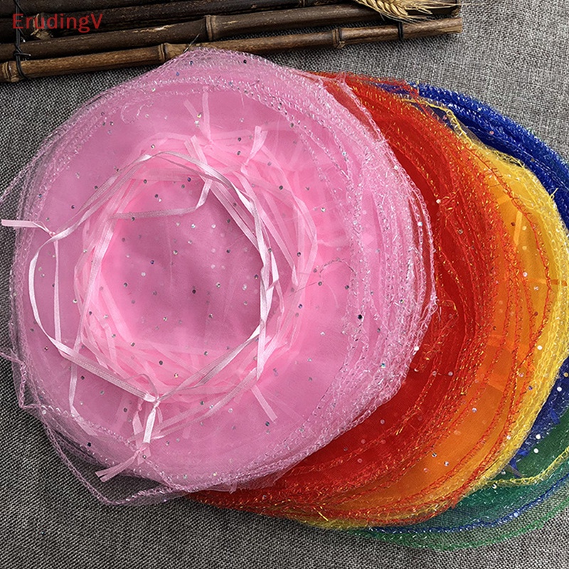 Set 10 Túi Dây Rút Hình Tròn Nhỏ 25cm Đựng Trang Sức / Kẹo / Quà Giáng Sinh / Tiệc Cưới