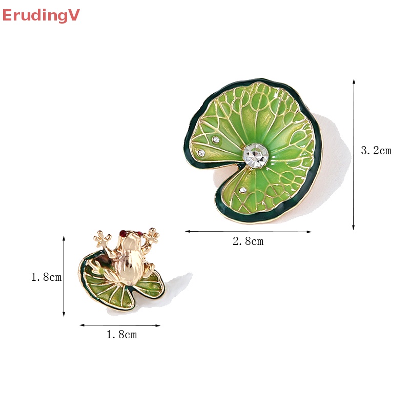 Bộ 2 Ghim Cài Áo Hình Ếch Và Lá Sen Đính Đá Thời Trang Cho Nữ
