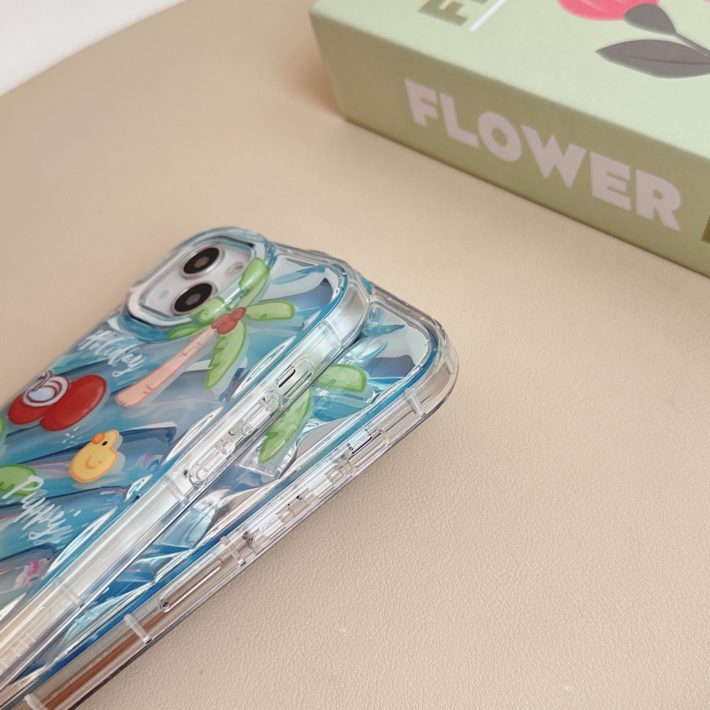 Ốp Điện Thoại TPU Chống Sốc Có Giá Đỡ Hình Cây Dừa Bãi Biển Mùa Hè Cho IPhone 14 13 12 11 Pro Max