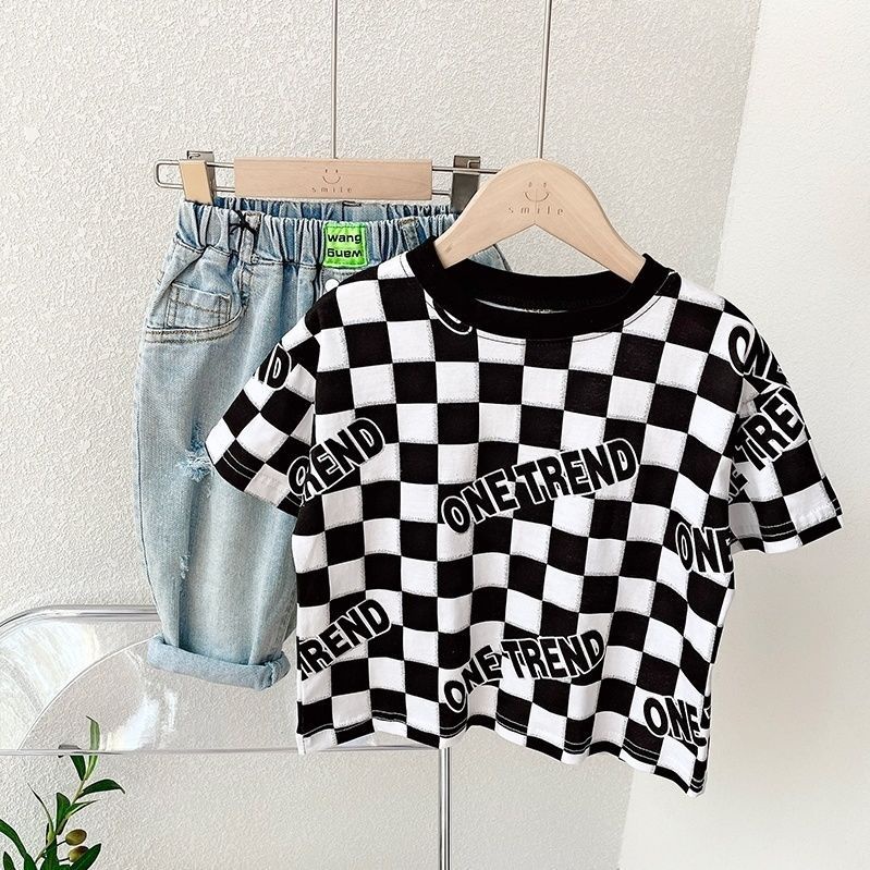 Áo Thun Ngắn Tay In Họa Tiết Caro Dễ Thương Kiểu Hàn Quốc Thời Trang Mùa Hè 2023 KV5X