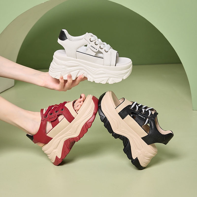 Xăng đan Thể Thao Hở Ngón Đế Dày Tăng Chiều Cao Thoáng Khí Mùa Hè Mới Cho Nữ