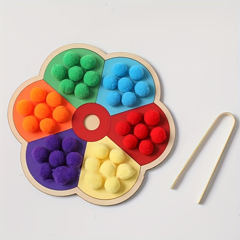 Đồ Chơi Bóng Kẹp Hình Bông Hoa Màu Sắc Cầu Vồng Giáo Dục Sớm Cho Bé