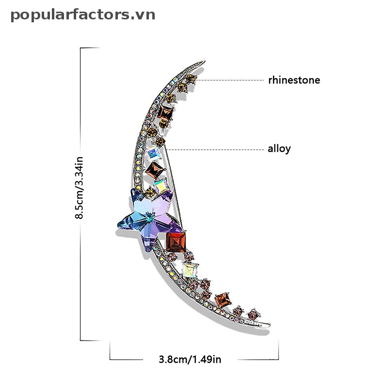[Phổ Biến] Ghim Cài Áo Sweater / Khăn Choàng Lụa Cỡ Lớn Đính Đá Mặt Trăng Thanh Lịch [VN]