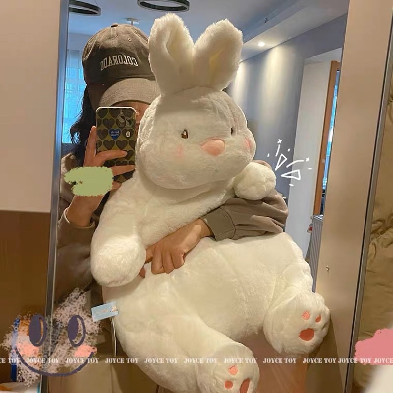 ✨Siêu dễ Thương✨ Thú Nhồi Bông Hình Thỏ Trắng Mềm Mại, 80cm,Gấu bông thỏ béo lười mũm mĩm trắng trẻo đáng yêu
