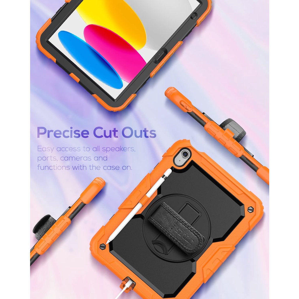 Ốp Máy Tính Bảng Chống Sốc Có Dây Đeo Cho iPad 10th Gen 2022 Air 5 / Air 4 / Air 3 / Air 2 Pro 9.7