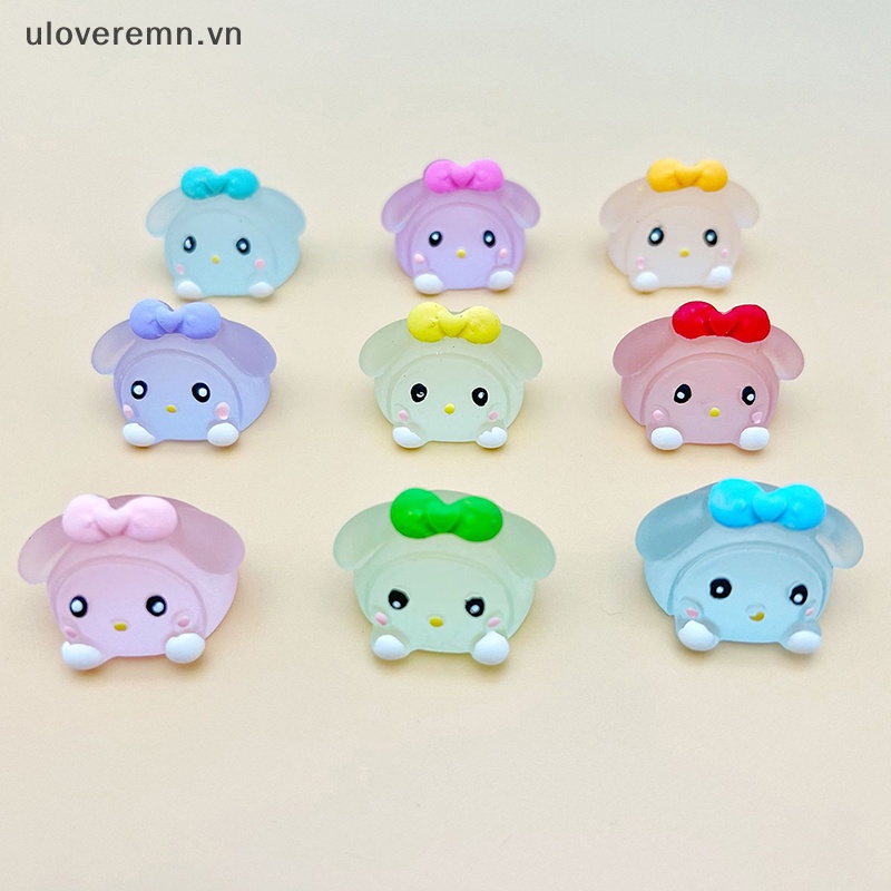 Set 2 Tượng Nhựa Phát Quang Hình Hoạt Hình Mini Dễ Thương Trang Trí