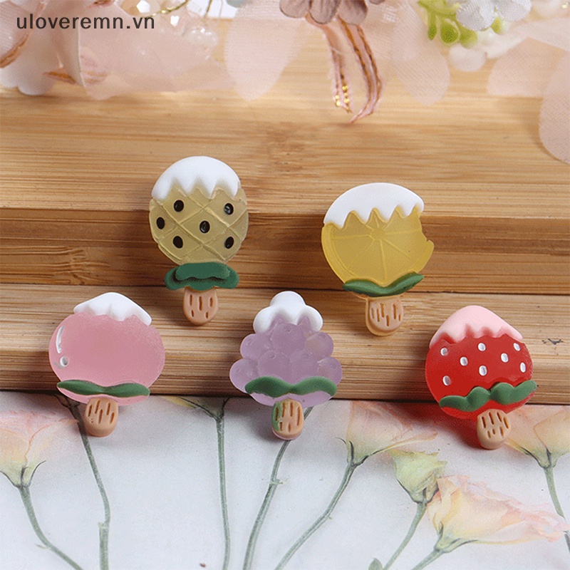 Bộ 5 Miếng Dán Trang Trí Điện Thoại / Tủ Lạnh Hình Cây Kem Bằng Nhựa Phát Quang Độc Đáo DIY