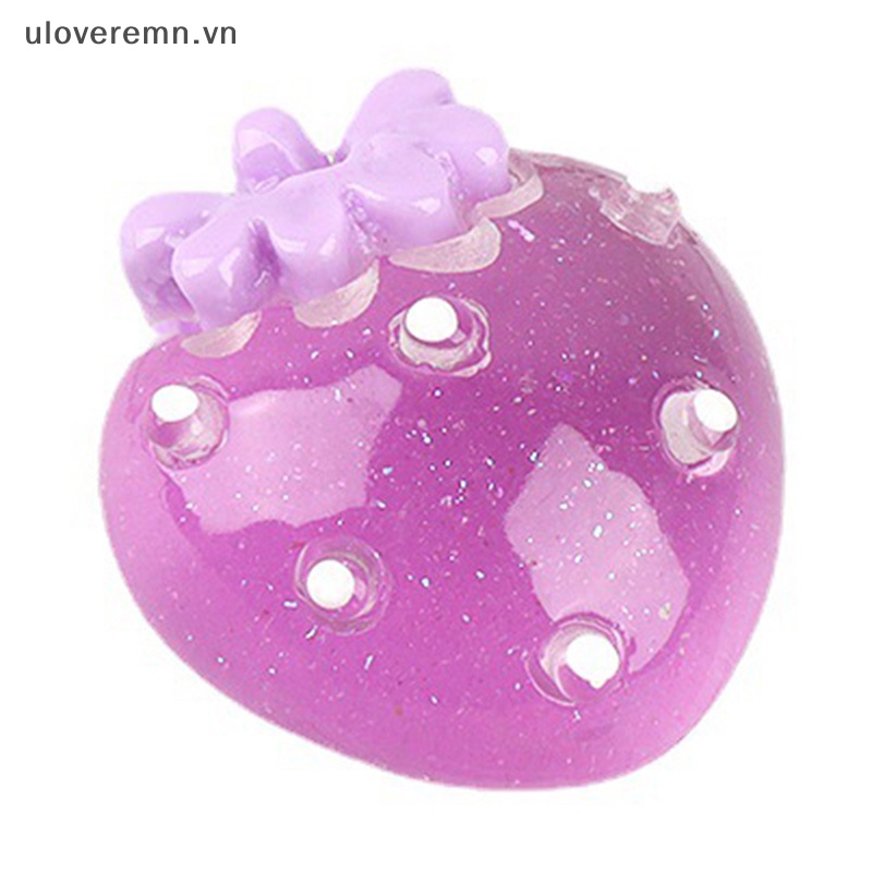 Set 5 Hình Dán Trang Trí Móng Tay 3D Hình Quả Dâu Dạ Quang Xinh Xắn