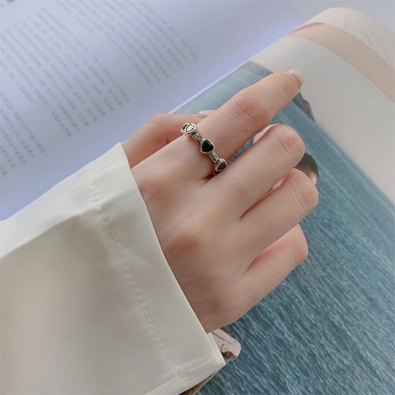 Nhẫn Bạc Đính Đá Xanh Lá / Đỏ Đơn Giản Phong Cách Cổ Điển Dành Cho Nữ
