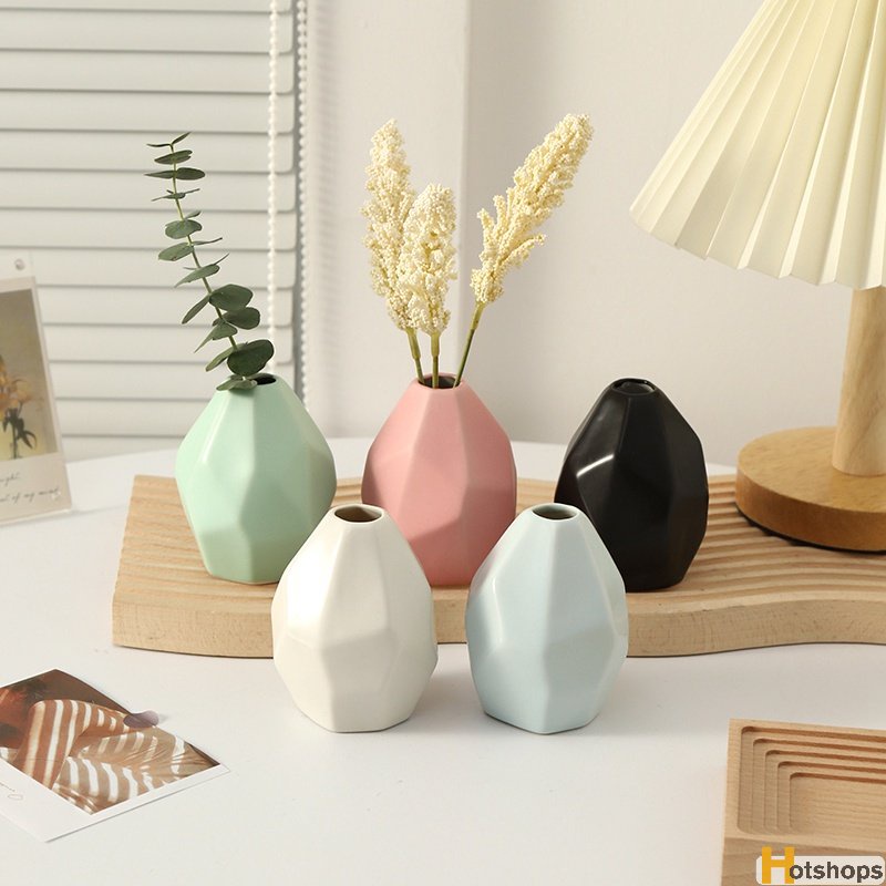 Bình Hoa Bằng Gốm Sứ Màu Trắng Hồng Phong Cách Bắc Âu