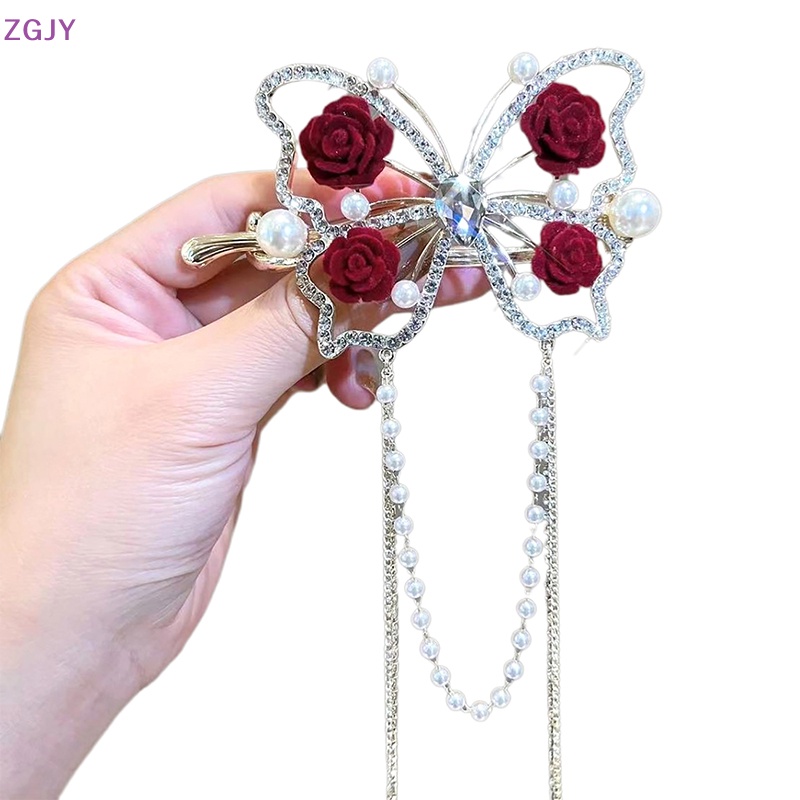 Kẹp Tóc Hoa Hồng Đính Ngọc Trai Thời Trang Cho Nữ Mới