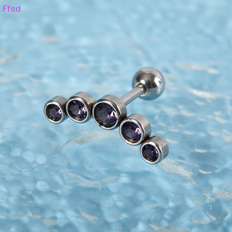 {Ffsd} Khuyên Xỏ Tai Bằng Thép Không Gỉ Đính Đá Pha Lê Thời Trang Làm Quà Tặng Cho Nữ * Bán Chạy