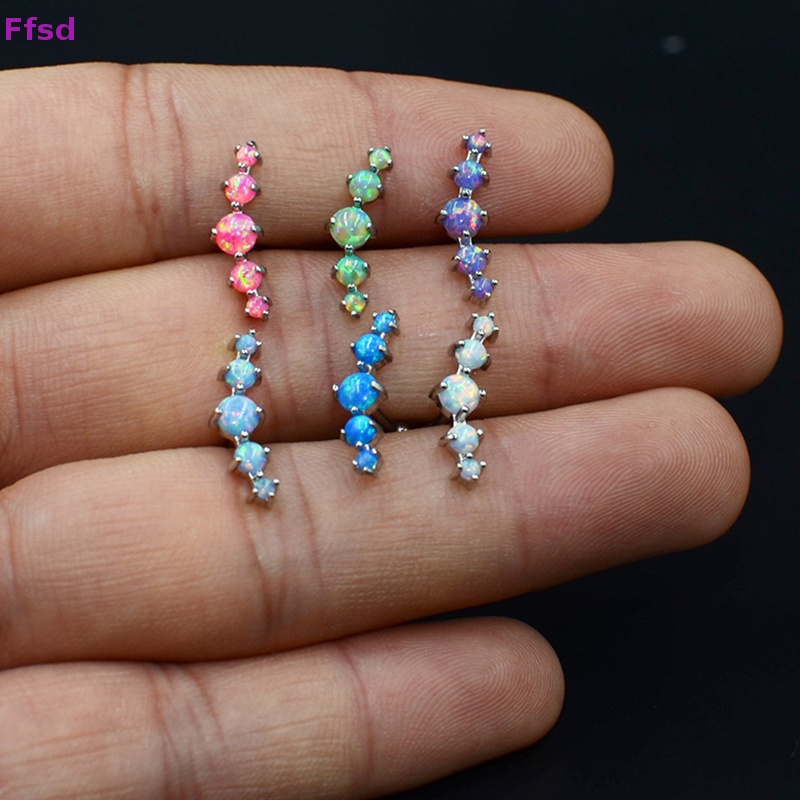 1 Khuyên Tai Dạng Xoắn Ốc Đính Đá Opal Nhiều Màu Sắc Cho Nữ