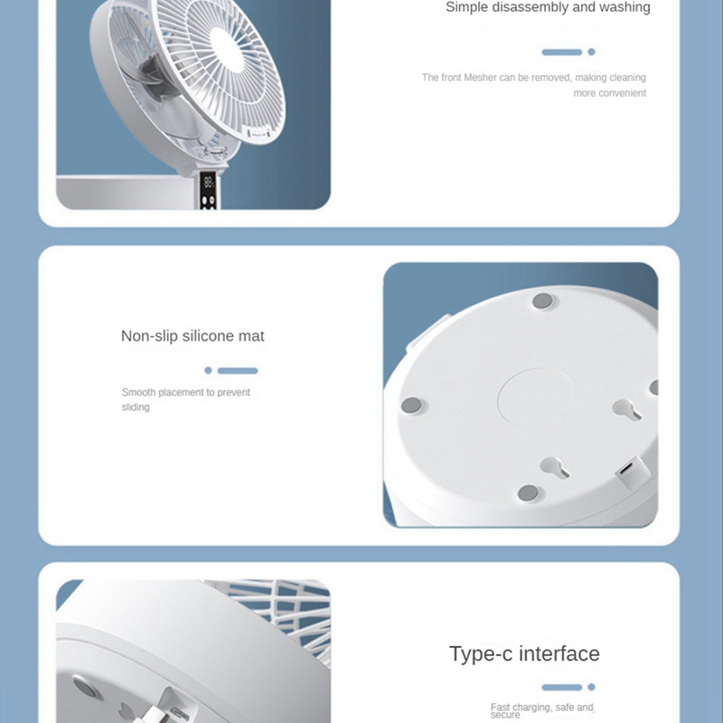 Quạt Làm Mát Để Bàn 4000Mah Có Đèn LED Hiển Thị Kỹ Thuật Số Có Thể Sạc Lại Cho Phòng Ngủ