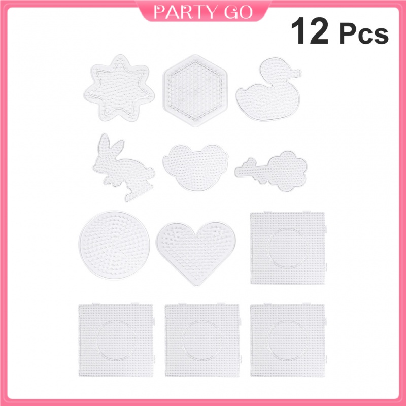 Set 12 Bảng Nhựa Xỏ Hạt Làm Đồ Thủ Công DIY Họa Tiết Hoạt Hình Cho Trẻ Mẫu Giáo