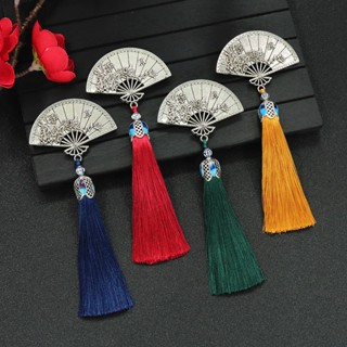 Ghim Cài Áo Hình Quạt Phối Tua Rua Phong Cách Trung Hoa Cổ Điển
