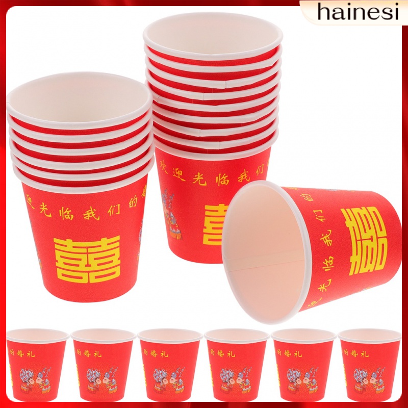 Set 100 Cốc Giấy Uống Rượu 2 Tầng Đứng Phong Cách Trung Hoa