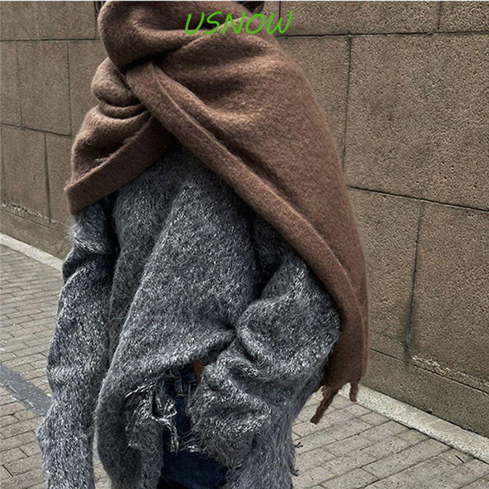 Khăn Choàng Cổ Dày Dặn Màu Sắc Đơn Giản Thời Trang Thu Đông Cho Nữ