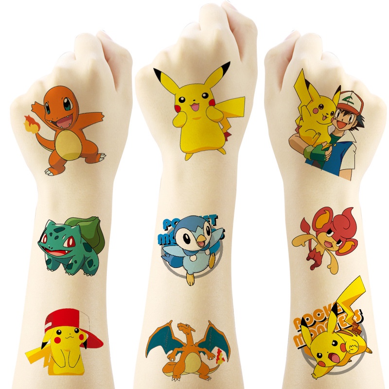 Set 20 Hình Xăm Dán Tạm Thời Chống Nước Hình Pokemon Dễ Thương