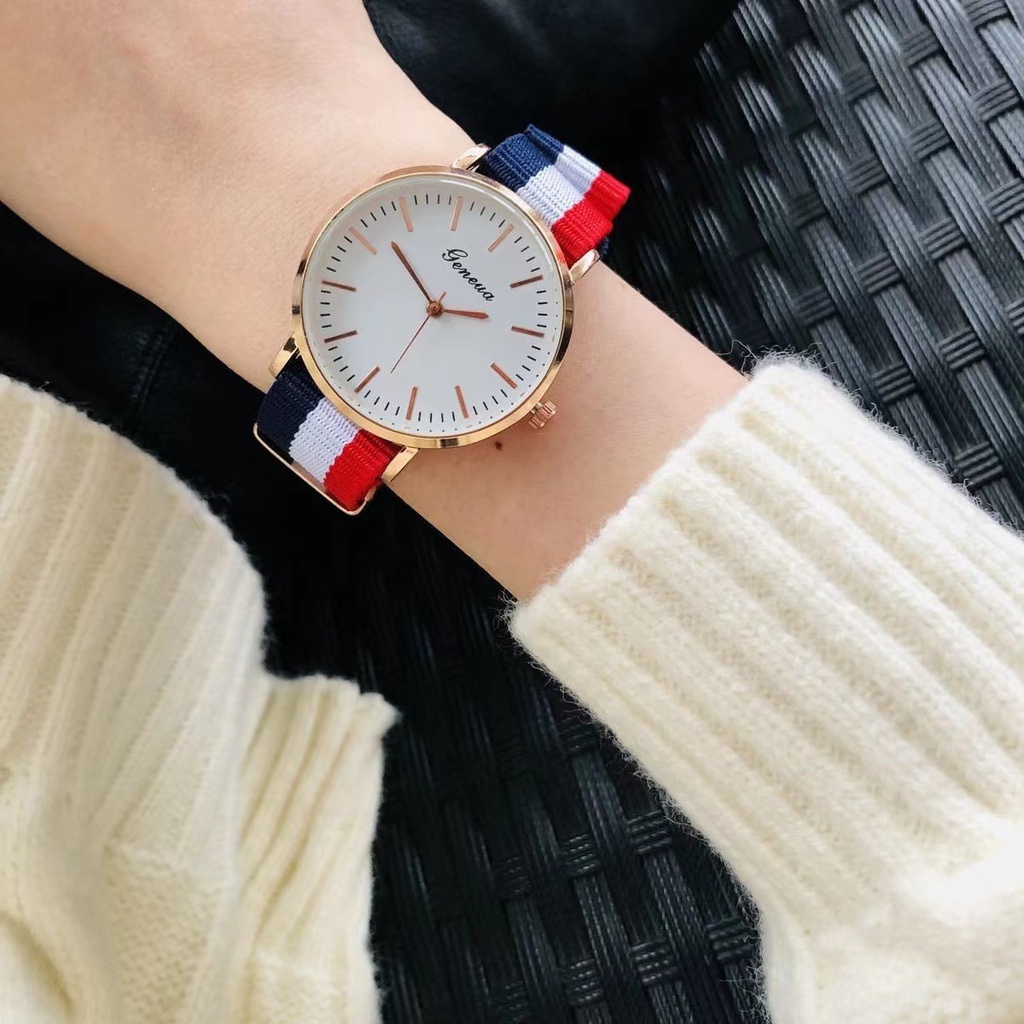 Popkozzi geneva dù Đồng Hồ đeo tay Dây Đeo Tay Thời Trang Cho Nam Đồng hồ thời trang nam nữ rẻ đẹp Geneva độc đáo, dây dù đeo êm tây, phù hợp đeo đi học, đi chơi