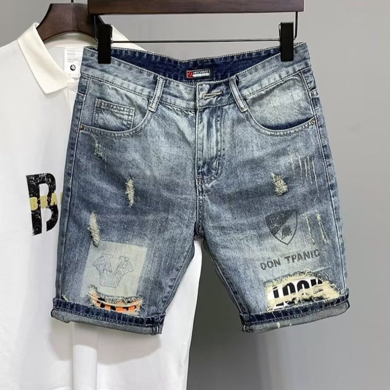 Quần Short Jean Ống Rộng Phối Nút Thời Trang Mùa Hè Dành Cho Nam