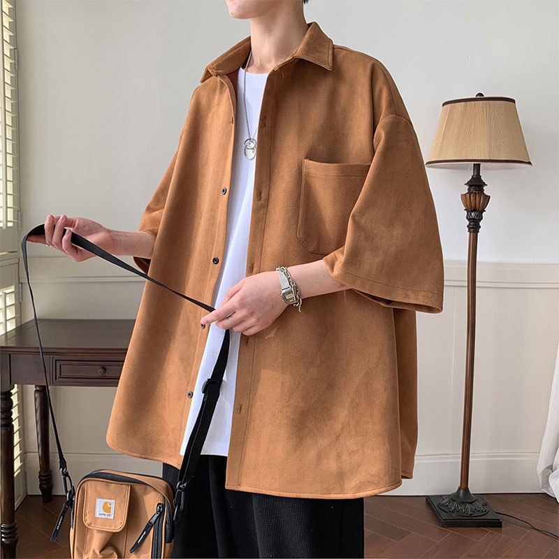 Áo Sơ Mi Tay Ngắn Phong Cách Đường Phố Nhật Bản Thời Trang Mùa Hè Cao Cấp Cho Nam