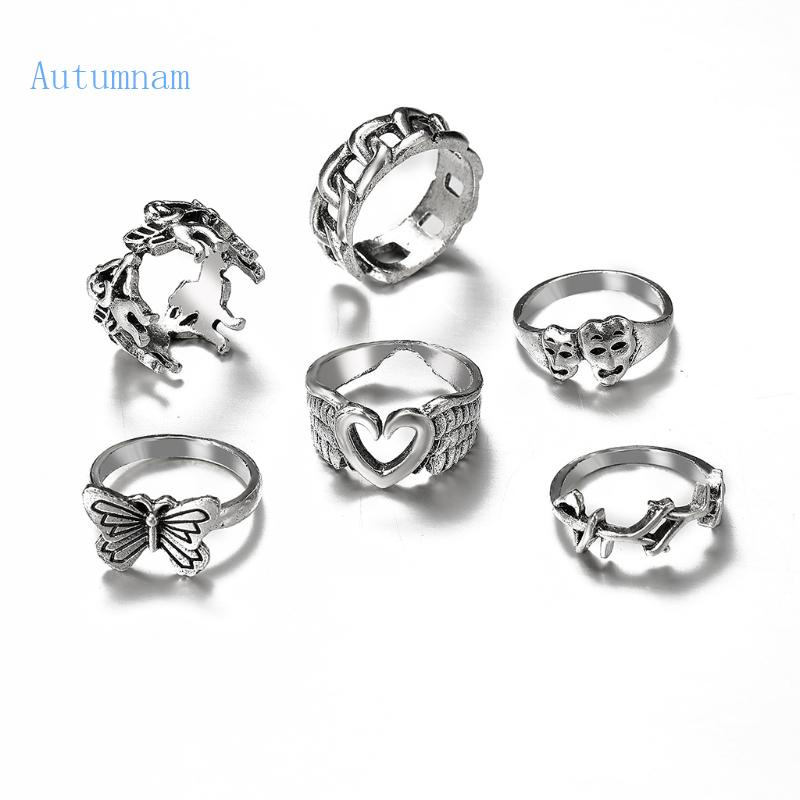 Set 6 Nhẫn Đeo Khớp Ngón Tay Phong Cách Âu Mỹ Cổ Điển Thời Trang