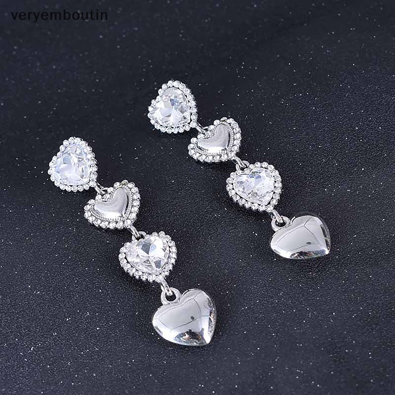 1 Đôi Bông Tai Dáng Dài Hình Trái Tim Phong Cách Vintage Thời Trang