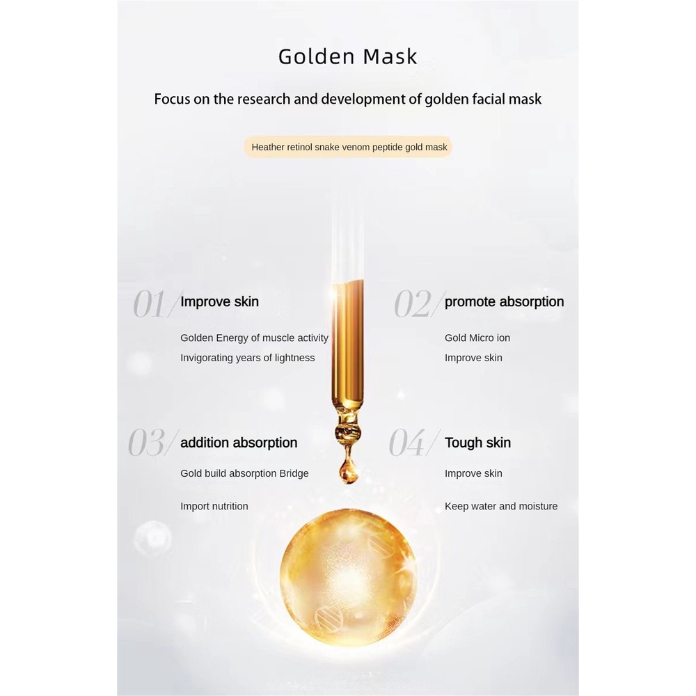 Mặt nạ vàng Huasury Retinol Snake Venom Gold Mask nâng cơ săn chắc chống lão hóa giảm nếp nhăn và làm sạch lỗ chân lông