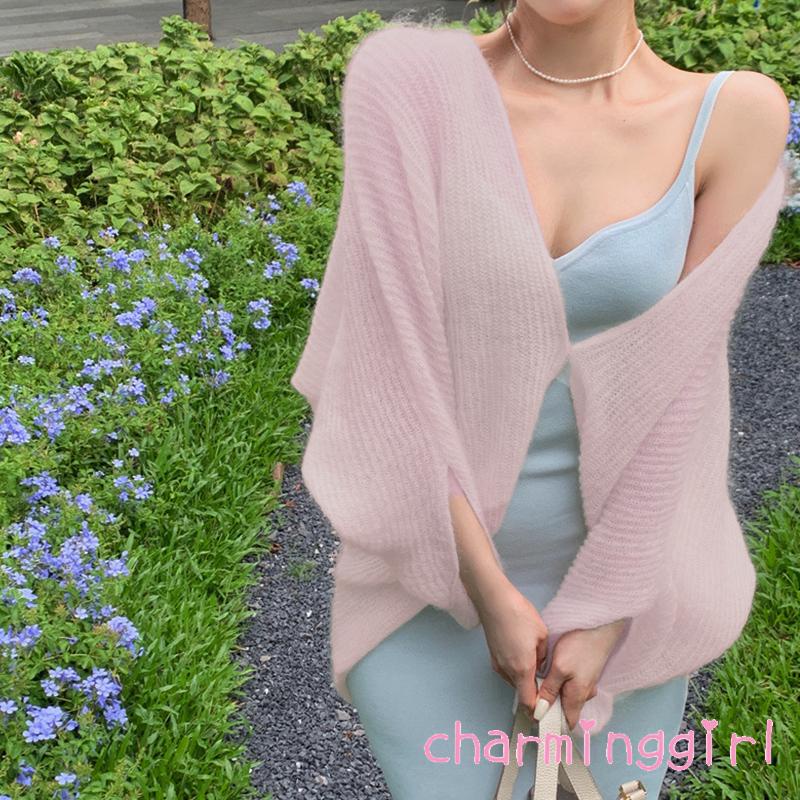 Áo Khoác Cardigan Dệt Kim Tay Dài Màu Trơn Thời Trang Cho Nữ