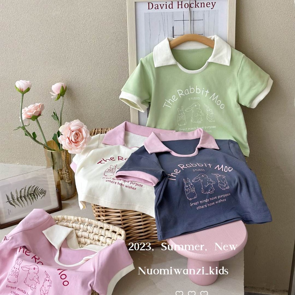 Áo Thun Cotton Ngắn Tay Cổ Bẻ Màu Tương Phản Thời Trang Mùa Hè Phong Cách Hàn Quốc Cho Bé