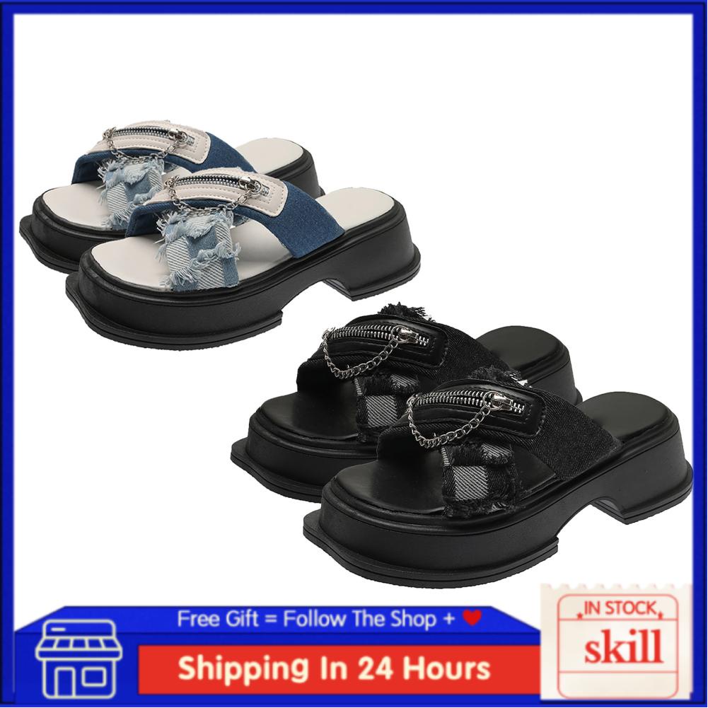 Skill Backless Platform Slides  Match Easily Durable Lightweight Silent Open Toe Sandals for Office School Party Business Outdoors Women
