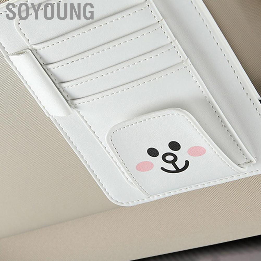 Soyoung Sun Shade Card Holder PU Leather Interlayer Goods Storage Convenient ID for Bank Collection